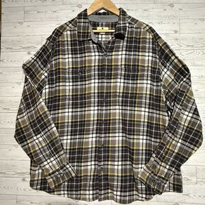 Woolrich Flannel Plaid Button Down Shirt Yellow Black 100% Cotton Men's Size XXL